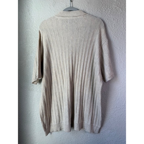 NWOT American Eagle XXL Oatmeal Beige Ribbed Short Sleeve Sweater Polo - Picture 4 of 4